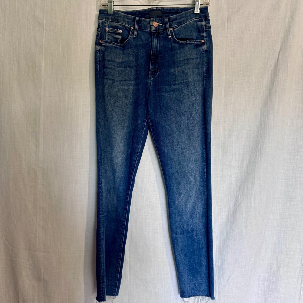 MOTHER Jeans High Waisted Looker Ankle Fray Women's Size 27 Blue Denim